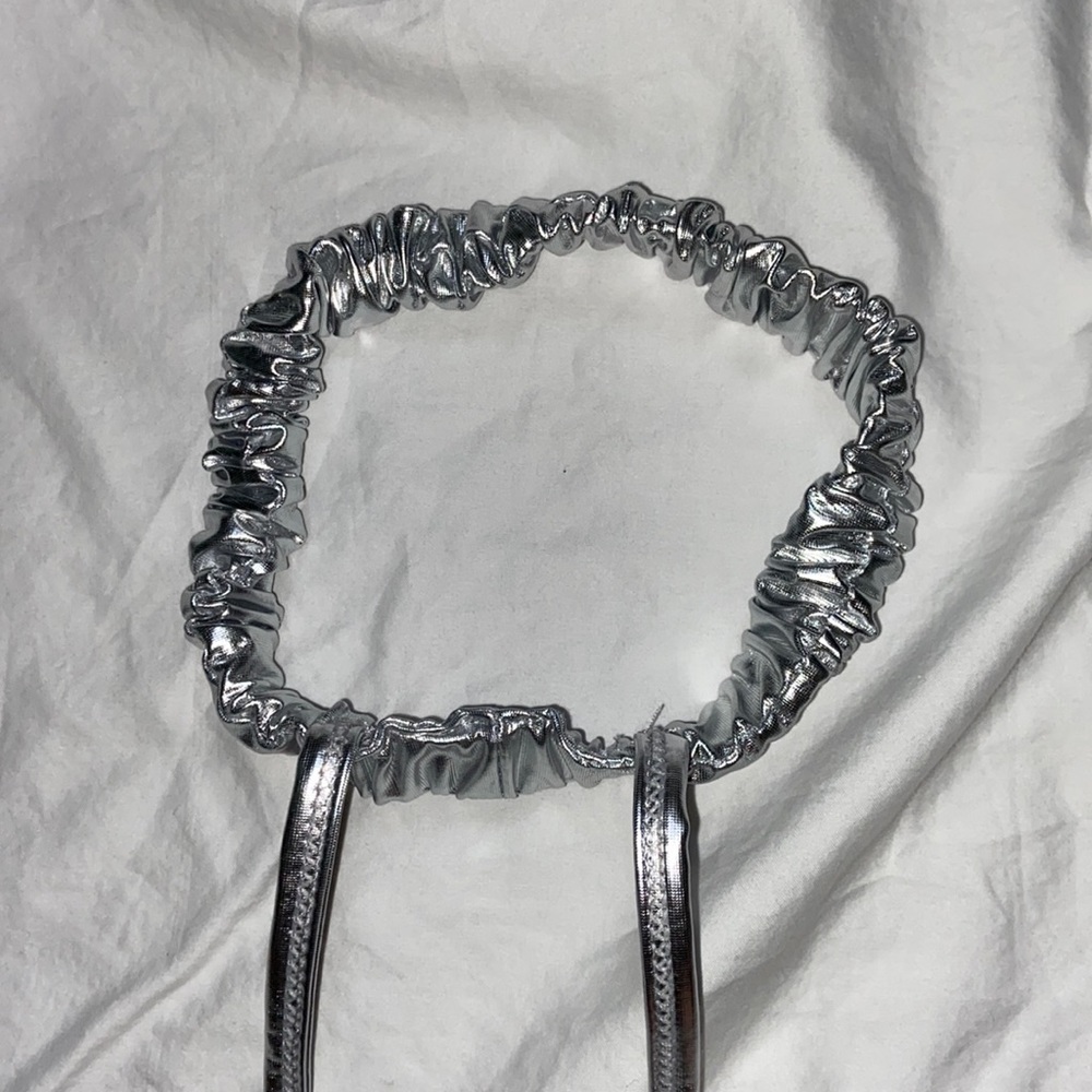 Spirit Halloween shiny silver metallic Halloween leg wraps. One size. Like new - Picture 2 of 8